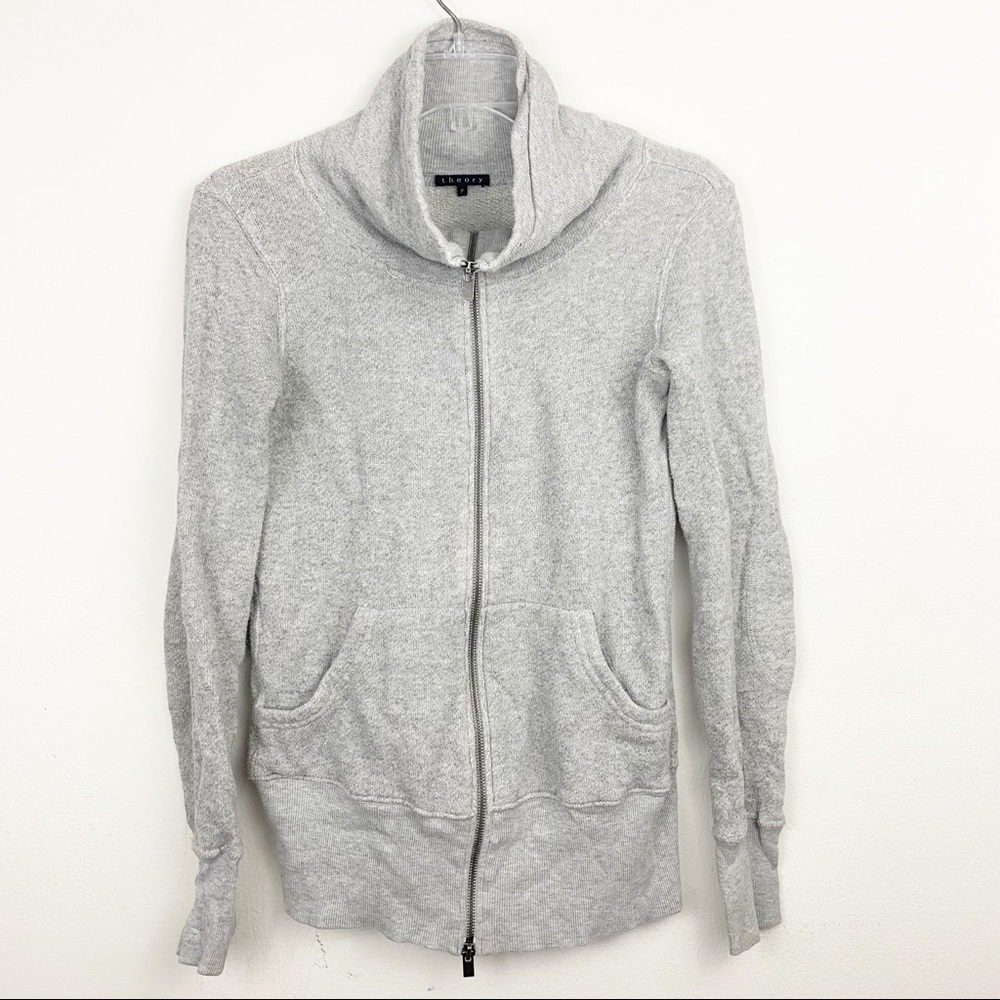 Theory Zip Up Sweater Gray Size P - Picture 1 of 4
